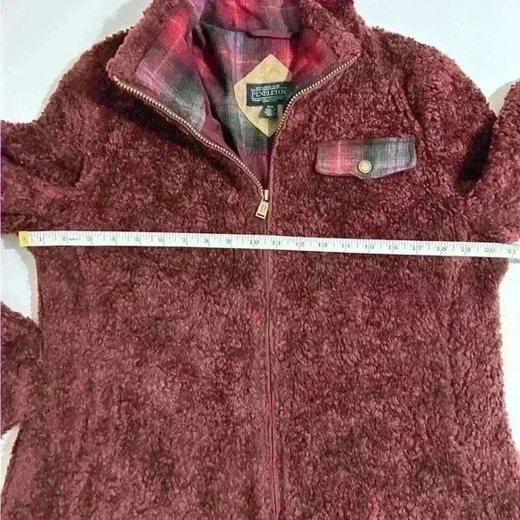 Pendleton Women's Sherpa Fleece, Lined Wool Jacket Full Zip Cabernet Red - Picture 4 of 8